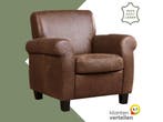 Leren fauteuil Perfection - Vintage Brown (bruin) - Poten, Huis en Inrichting, Fauteuils, Eigentijds, Retro, Nieuw, Ophalen of Verzenden
