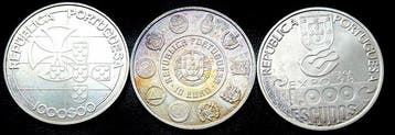 Portugal. Lote de 3 Moedas de Prata: 8 Euros 2003 Náutica