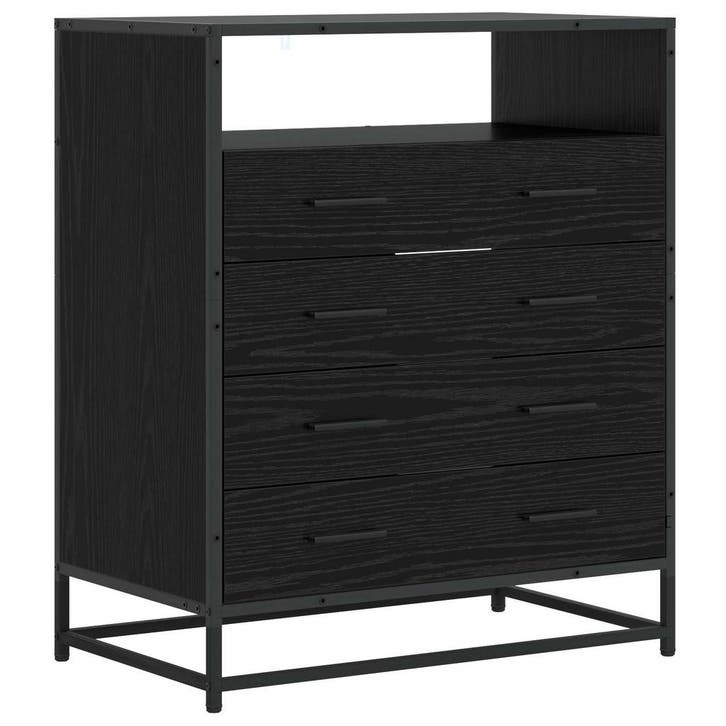 vidaXL Ladekast 4-Lade Zwart eiken 70 x 41 x 83,5 cm Bewerkt, Huis en Inrichting, Kasten | Overige, Nieuw, Verzenden