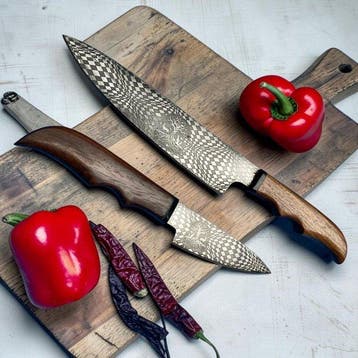 Pro Style Japanese Culinary Chef Knives Wood Rose Handle -