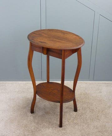 Bijzettafel - Antieke Plantentafel - Eikenhout - Ovaal