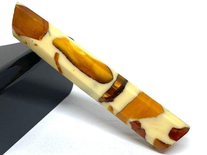 Vintage Baltisch amber mozaïek stropdasclip – zeldzame, Antiquités & Art, Curiosités & Brocante