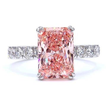 Ring - 18 karaat Witgoud - 5.04ct. tw. Roze Diamant (Fancy, Nieuw