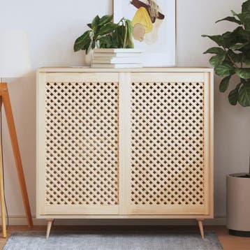 vidaXL Kastdeuren met latwerk 2 st 59,5x99 cm massief, Verzenden