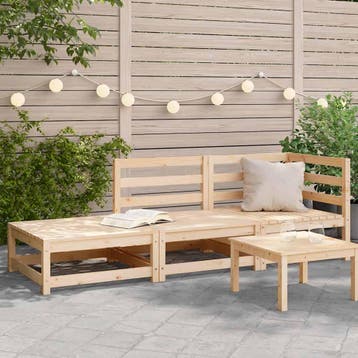 vidaXL Tuinbank 2-zits met voetenbank massief grenenhout, Tuin en Terras, Verzenden, Nieuw