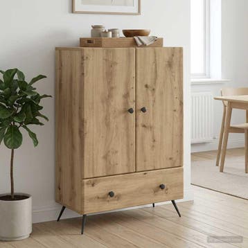 vidaXL Dressoir Artisanaal eiken 66 x 34,5 x 95 cm Bewerkt, Maison & Meubles, Verzenden