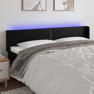 vidaXL Hoofdbord LED 203x16x78/88 cm kunstleer zwart, Verzenden, Nieuw