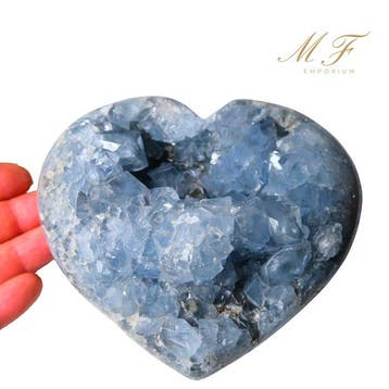 Premium - Coeur en Célestine - XXL Hart - Hoogte: 140 mm -