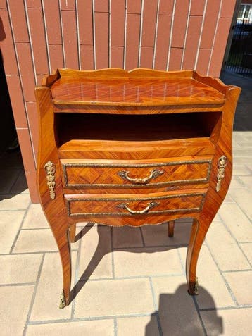 Table de chevet - palissandre, Bronze doré - Table de chevet