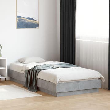 vidaXL Bedframe bewerkt hout betongrijs 100x200 cm, Verzenden, Nieuw