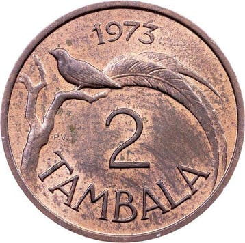 Malawi. Hastings Kamuzu Banda. 2 Tambala 1973 (Sans prix de