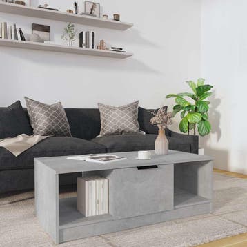 vidaXL Salontafel 102x50x36 cm bewerkt hout betongrijs, Verzenden, Nieuw