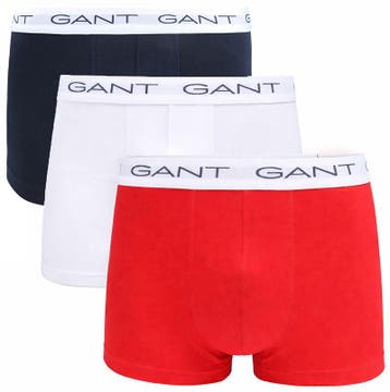 Gant Boxershorts Trunk 3-Pack Navy Wit Rood maat XXL Heren, Kleding | Heren, Ondergoed, Verzenden, Wit, GANT, Boxer