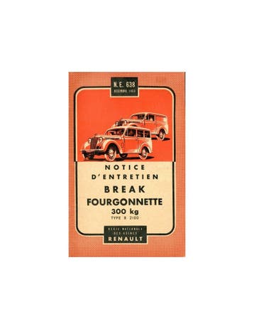 1954 RENAULT BREAK FORGONNETTE 300KG INSTRUCTIEBOEKJE FRANS, Ophalen of Verzenden