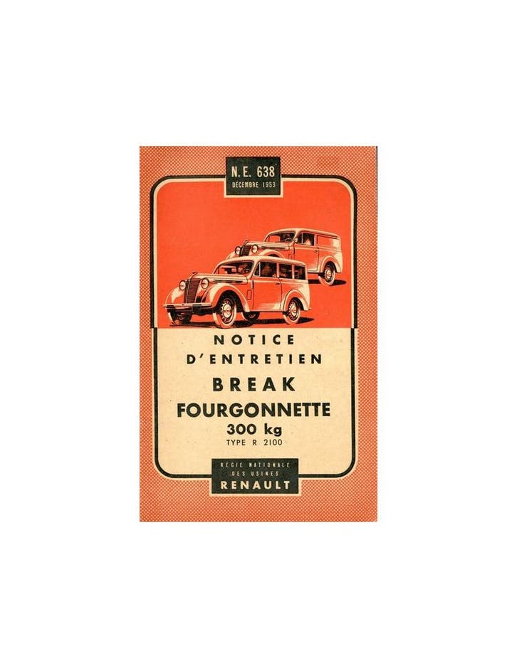 1954 RENAULT BREAK FORGONNETTE 300KG INSTRUCTIEBOEKJE FRANS, Autos : Divers, Modes d'emploi & Notices d'utilisation, Enlèvement ou Envoi