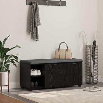 vidaXL Hallenbank Zwarte Eik 100 x 38 x 46 cm Geengineerd, Verzenden