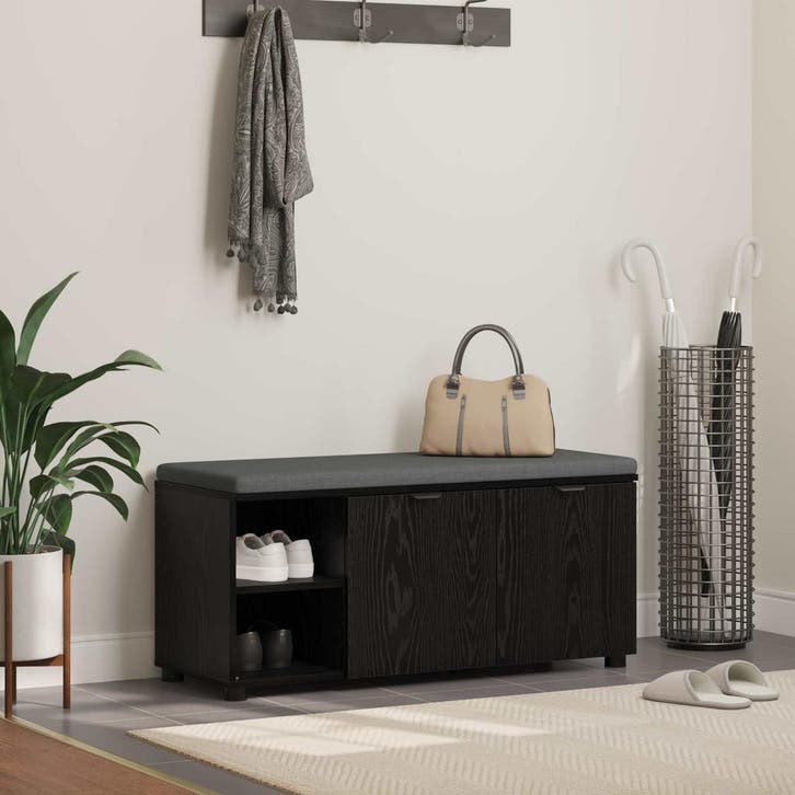 vidaXL Hallenbank Zwarte Eik 100 x 38 x 46 cm Geengineerd, Huis en Inrichting, Overige Huis en Inrichting, Nieuw, Verzenden