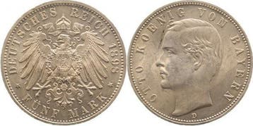 Duitsland 5 Mark Otto Bayern 1898 D J 046 gut vz/stgl Ott..., Verzenden