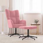 vidaXL Relaxstoel met voetenbank fluweel roze, Verzenden