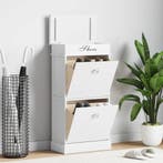 vidaXL Schoenenkast 50x28x98 cm paulowniahout wit, Verzenden