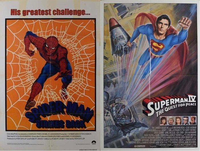 Superhero - Spiderman Strikes Back & Superman IV Quest for, Verzamelen, Film en Tv