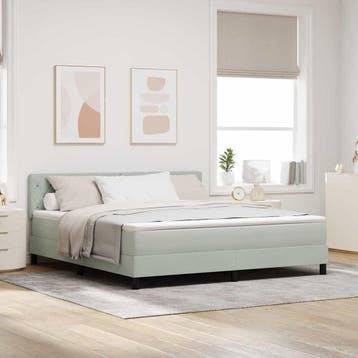 vidaXL LED Box Spring Bed met matras Lichtgrijs 180 x 200 cm, Verzenden