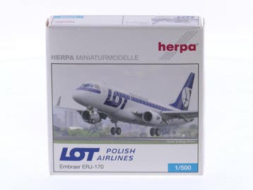 Schaal 1:500 Herpa 515108 LOT - Polish Airlines Embraer E..., Hobby en Vrije tijd, Ophalen of Verzenden, Zo goed als nieuw