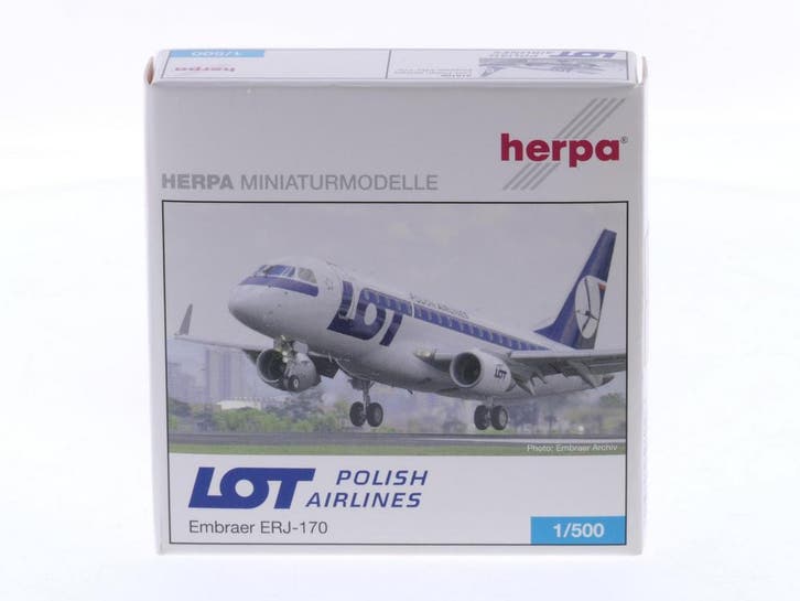 Schaal 1:500 Herpa 515108 LOT - Polish Airlines Embraer E..., Hobby & Loisirs créatifs, Modélisme | Avions & Hélicoptères, Enlèvement ou Envoi