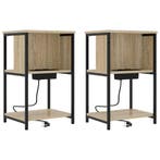 vidaXL Nachtkastje 2 pcs Sonoma Eik 38 x 31 x 61 cm Bewerkt, Verzenden, Nieuw