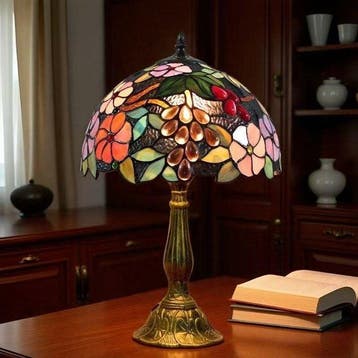 Tafellamp - Tiffany-stijl glas-in-lood tafellamp -, Antiek en Kunst
