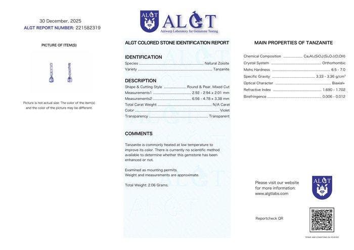 Zonder minimumprijs - Oorbellen Zilver - Tanzaniet -, Bijoux, Sacs & Beauté, Boucles d'oreilles