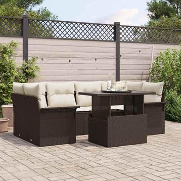 vidaXL Tuinbank Set 7 st Bruin [Synthetisch]: Poly Riet, Verzenden, Nieuw