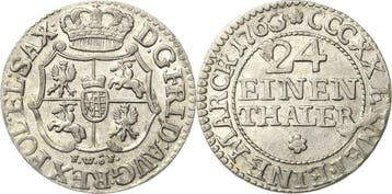 1/24 taler, daalder 1763, Sachsen-kurlinie ab 1547 (alber..., Verzenden