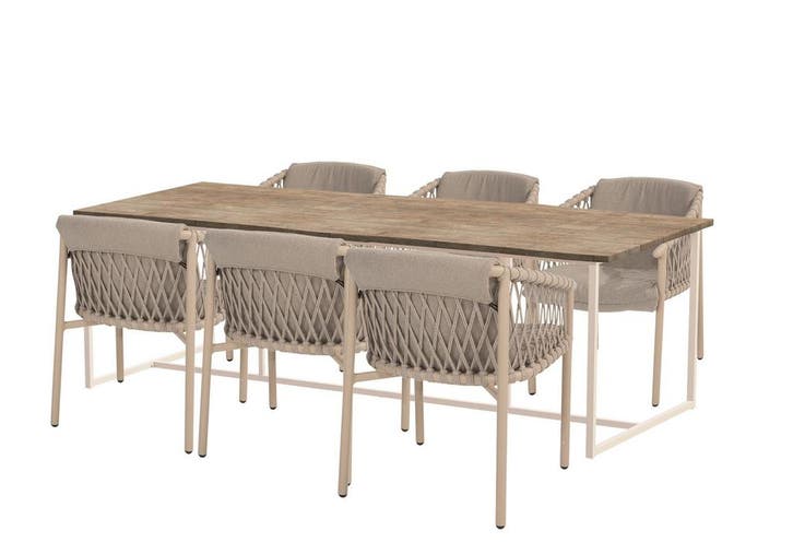 4 Seasons Outdoor Allora tuinset latte met Quatro tafel met, Tuin en Terras, Tuinsets en Loungesets