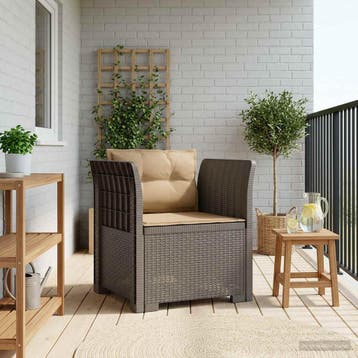 vidaXL Eén-zits Fauteuil met Kussens Rieten Look PP, Verzenden, Nieuw
