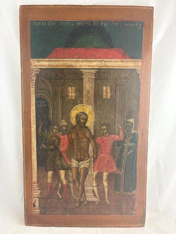 Icoon - Grote icoon van de Geseling van Christus - Hout