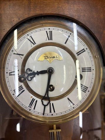 Horloge murale - Dival - Antique Bois, Porcelaine, Laiton -