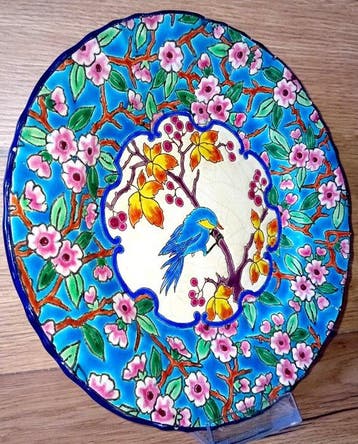 Longwy - Japonisante - Bord - Décor floral japonisant -