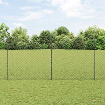 vidaXL Kettinglink hek met paal 10 x 1,5 m PVC-Coated Staal, Verzenden, Nieuw