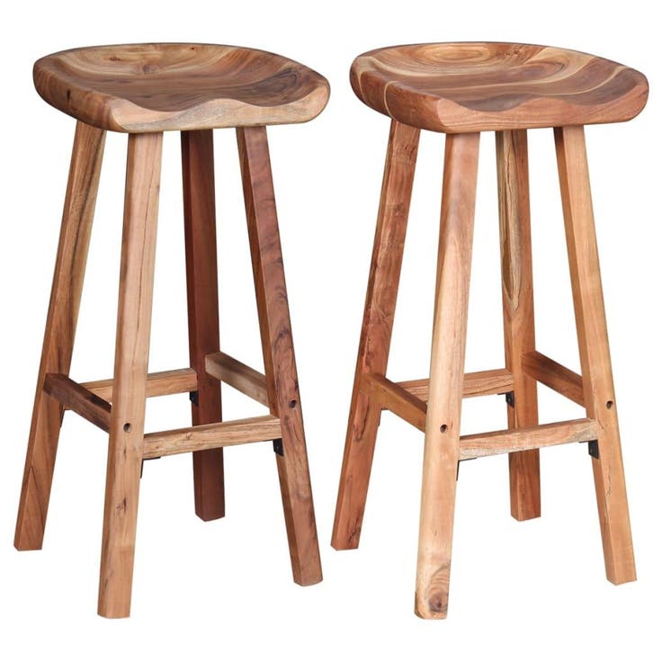 vidaXL Barkrukken 2 st massief acaciahout, Maison & Meubles, Tabourets de bar, Envoi