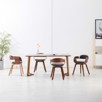vidaXL Eetkamerstoelen 4 st stof en gebogen hout donkergrijs, Huis en Inrichting, Stoelen, Verzenden, Nieuw