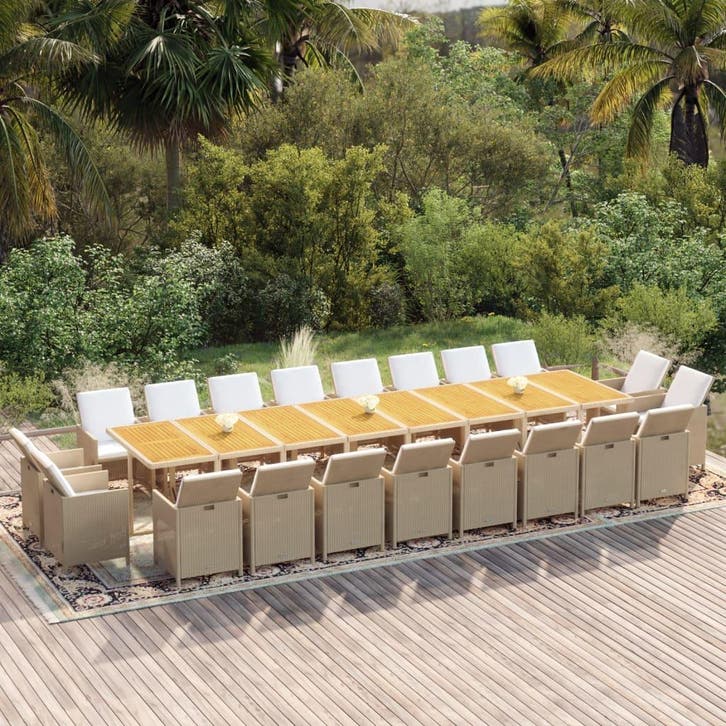 vidaXL 21-delige Tuinset met kussens poly rattan beige, Tuin en Terras, Tuinsets en Loungesets, Tuinset, Nieuw, Verzenden