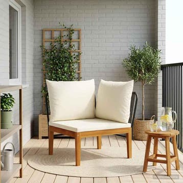vidaXL Tuin Hoek Sofa met Kussens Massief acaciahout & touw, Tuin en Terras, Verzenden, Nieuw