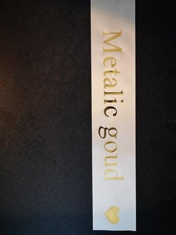 Bedrukt lint Lila met Gouden opdruk 70 mm 80 cm, Nieuw