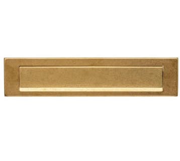 Briefplaat rechthoekig 340x75mm met klep/regenrand PVD me..., Ophalen of Verzenden, Nieuw, IJzer, Overige typen