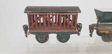 Märklin - Märklin ancien, 3 pièces : wagonnet pour bétail,