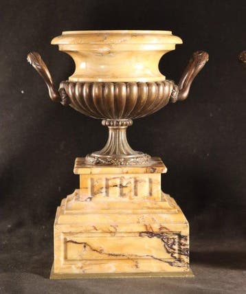 Paar antieke coupes - Schaal (2) - Marmer, Brons