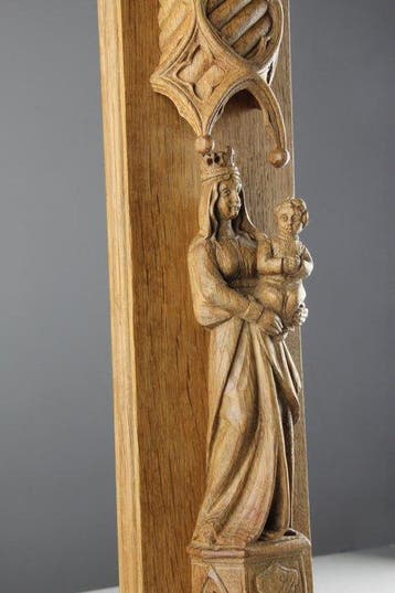 sculptuur, Madonna and Child under Gothic Canopy - 43 cm -