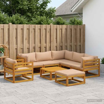 vidaXL Bankstel 8 st Naturel Massief Acacia Hout, Verzenden, Nieuw