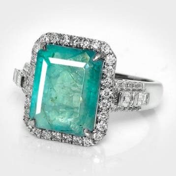 Zonder minimumprijs - Ring - 14 karaat Witgoud, IGI 5,55 ct